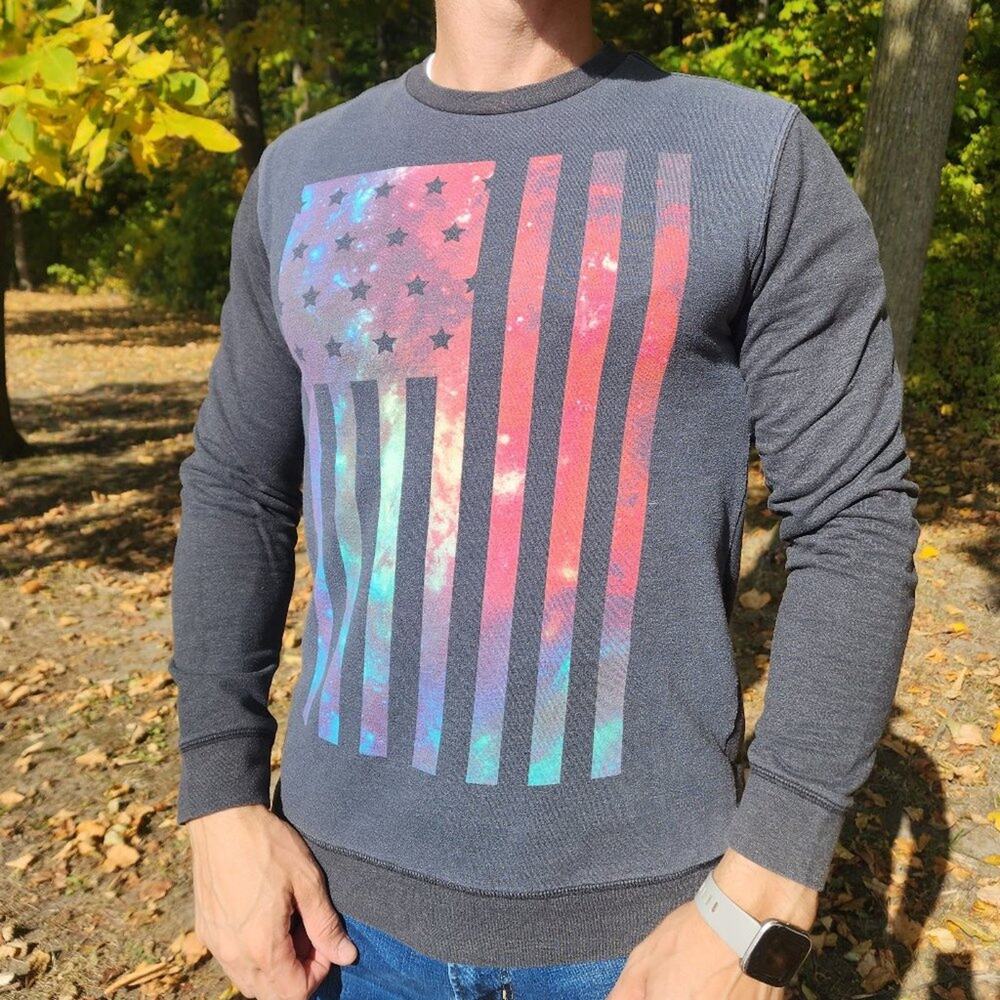 On the Byas American Flag Gray Long Sleeve Shirt Medium